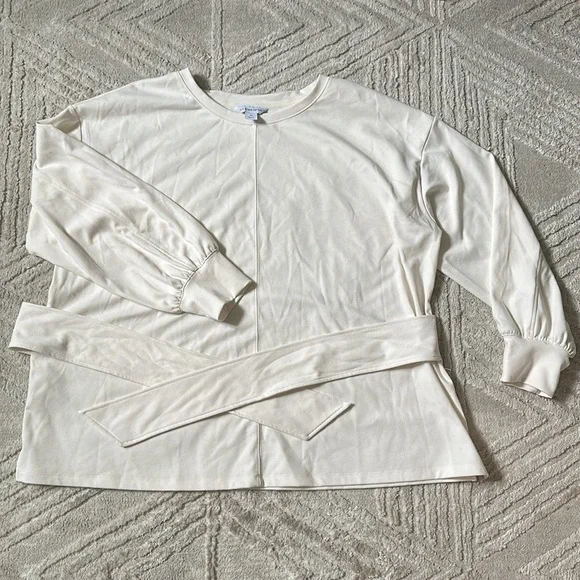 Liz Claiborne 2x Cream Women's Top with tie around waist - Picture 5 of 5
